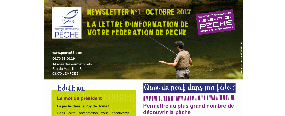 Newsletter de la FDPPMA63 - N°1